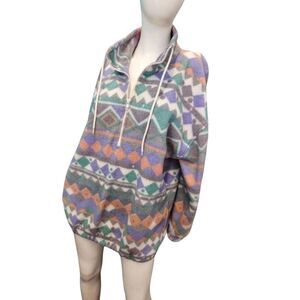 AM Sport Vintage 90's Aztec Pullover Fleece Sweatshirt Medium